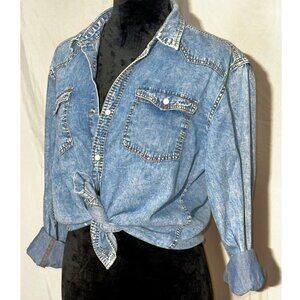 Denim Shirt, Overshirt, Distressed Size Medium